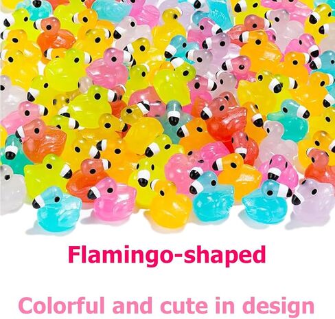 40pcs Glow-in-the-Dark Mini Resin Animal Flamingos - Miniature Garden Figurines, Colorful Garden Decor, Aquarium Decoration - 6 Colors Mixed in Kuwait