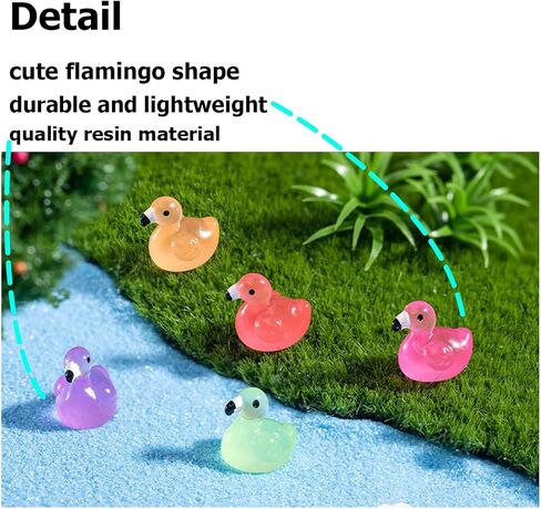 40pcs Glow-in-the-Dark Mini Resin Animal Flamingos - Miniature Garden Figurines, Colorful Garden Decor, Aquarium Decoration - 6 Colors Mixed in Kuwait
