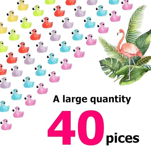 40pcs Glow-in-the-Dark Mini Resin Animal Flamingos - Miniature Garden Figurines, Colorful Garden Decor, Aquarium Decoration - 6 Colors Mixed in Kuwait