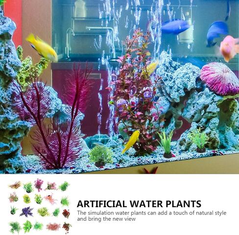 DOITOOL 40 Pcs Mini Aquarium Plants Bulk Fake Fish Tank Decorations Small Fish Tank Plants 2 to 3 Inch Approximate Height Plastic Artificial Aquatic Grass for Betta Turtle in Kuwait
