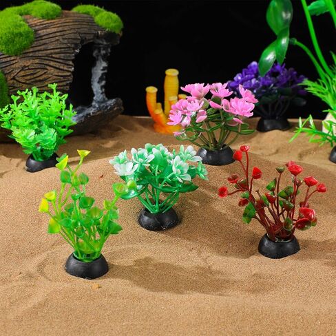 DOITOOL 40 Pcs Mini Aquarium Plants Bulk Fake Fish Tank Decorations Small Fish Tank Plants 2 to 3 Inch Approximate Height Plastic Artificial Aquatic Grass for Betta Turtle in Kuwait