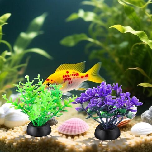 DOITOOL 40 Pcs Mini Aquarium Plants Bulk Fake Fish Tank Decorations Small Fish Tank Plants 2 to 3 Inch Approximate Height Plastic Artificial Aquatic Grass for Betta Turtle in Kuwait