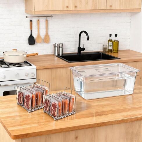 Sous Vide Container 26 Quart with Lid & 2 Racks, Large Precision Cooker Water Bath Tank, Food-Grade PC Material, Heat Resistant (-40°F to 212°F) for Anova, Joule, Instant Pot in Kuwait