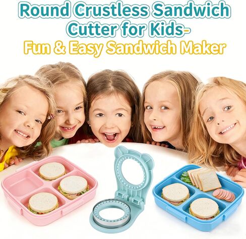 Sandwich Cutter and Sealer, Circle Shape, DIY Crustless Sandwich Maker for Kids Lunch Box, Fun Bento Lunch Tool in Kuwait