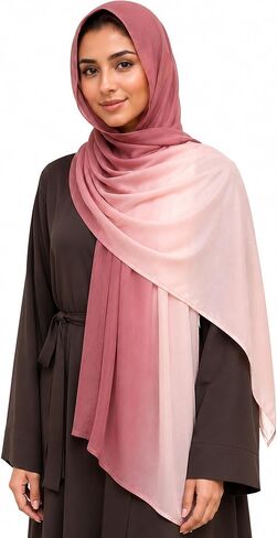Gradient Dual Color Scarf，Elegant Ombre Headwraps Hijab, Modal Cotton Feel Lightweight Sunscreen Shawls for Women in Saudi Arabia