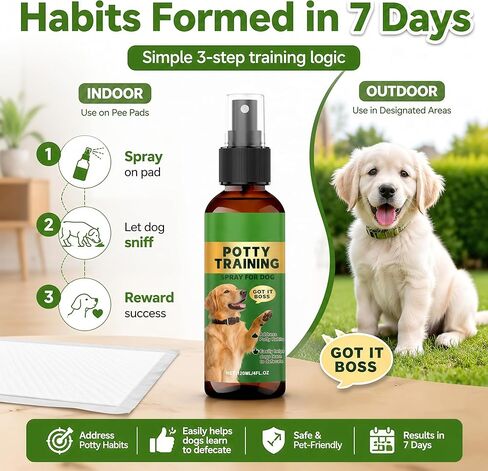 Dog Potty Training Spray for Puppies & Adult Dogs – Housebreaking Aid to Attract to Pee Pads, Grass & Turf | Pet-Safe 5-Ingredient Natural Formula, Works with Positive Reinforcement Training | 4oz in Kuwait