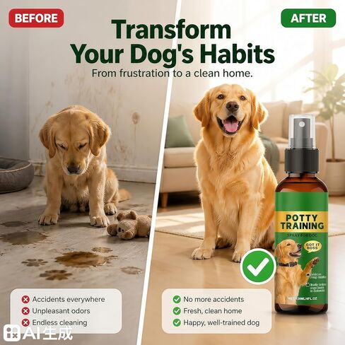 Dog Potty Training Spray for Puppies & Adult Dogs – Housebreaking Aid to Attract to Pee Pads, Grass & Turf | Pet-Safe 5-Ingredient Natural Formula, Works with Positive Reinforcement Training | 4oz in Kuwait
