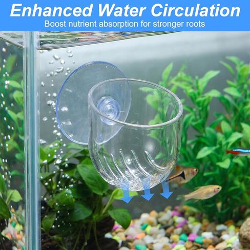 2PCS Aquarium Plant Holder, Fish Tank Plant Holder for Aquascape Decoration, Red Worm Fish Feeder, Aquarium Planter Cup with Suction Cup, Clear in Kuwait
