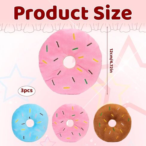 3 Pack Donut Dog Toy, Puppy Squeaky Toys for Dogs, Sturdy and Practical Chew Resistant Dog Toy Colorful Donut for Small and Medium Dogs in Kuwait