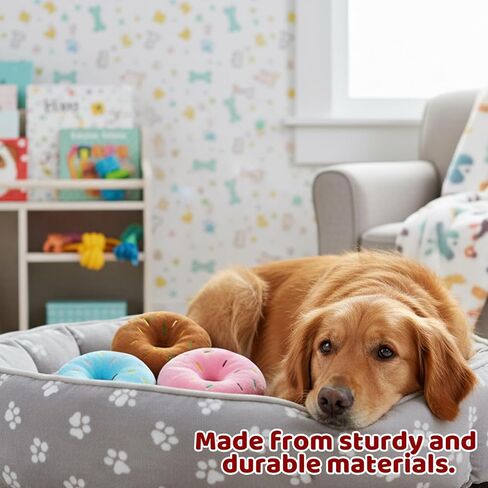 3 Pack Donut Dog Toy, Puppy Squeaky Toys for Dogs, Sturdy and Practical Chew Resistant Dog Toy Colorful Donut for Small and Medium Dogs in Kuwait