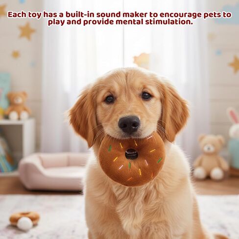3 Pack Donut Dog Toy, Puppy Squeaky Toys for Dogs, Sturdy and Practical Chew Resistant Dog Toy Colorful Donut for Small and Medium Dogs in Kuwait