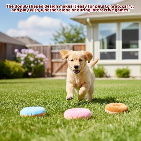 3 Pack Donut Dog Toy, Puppy Squeaky Toys for Dogs, Sturdy and Practical Chew Resistant Dog Toy Colorful Donut for Small and Medium Dogs in Kuwait