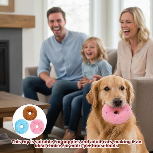 3 Pack Donut Dog Toy, Puppy Squeaky Toys for Dogs, Sturdy and Practical Chew Resistant Dog Toy Colorful Donut for Small and Medium Dogs in Kuwait