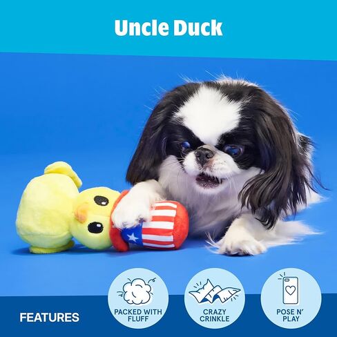 Barkbox Uncle Duck Dog Toy | Plush Rubber Duck Toy with Squeaker, Crinkle & Extra Fluffy Filling | Fun Squeak Toy for Small to Medium Dogs in Kuwait