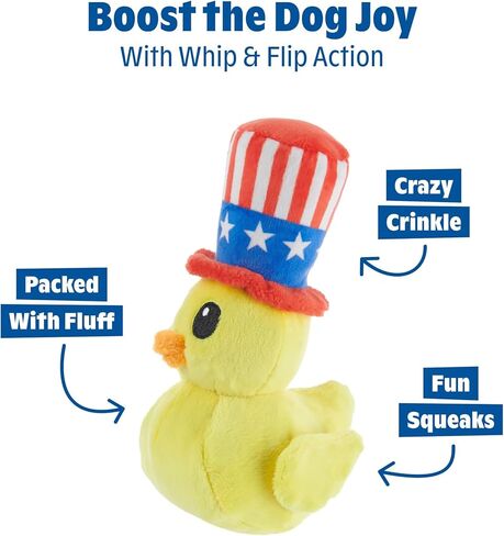 Barkbox Uncle Duck Dog Toy | Plush Rubber Duck Toy with Squeaker, Crinkle & Extra Fluffy Filling | Fun Squeak Toy for Small to Medium Dogs in Kuwait