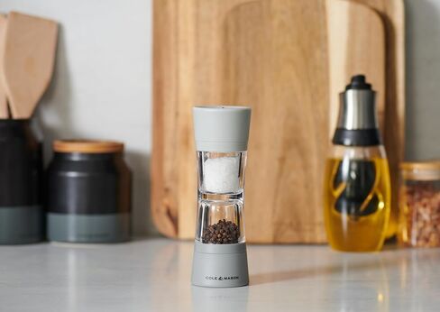 Cole & Mason Lincoln Duo Salt & Pepper Mill - Dual Chamber Grinder - Adjustable Ceramic Mechanism - Space-Saving Kitchen Tool - Easy Refill Design - 7.5 Inch, Grey in Kuwait
