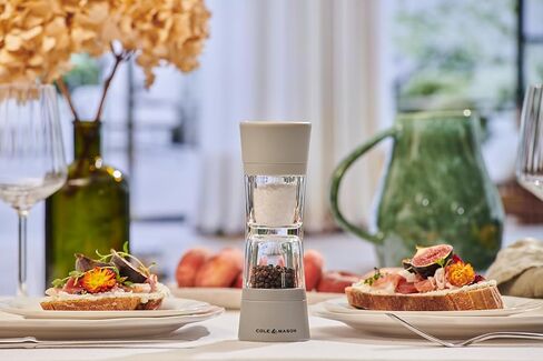 Cole & Mason Lincoln Duo Salt & Pepper Mill - Dual Chamber Grinder - Adjustable Ceramic Mechanism - Space-Saving Kitchen Tool - Easy Refill Design - 7.5 Inch, Grey in Kuwait