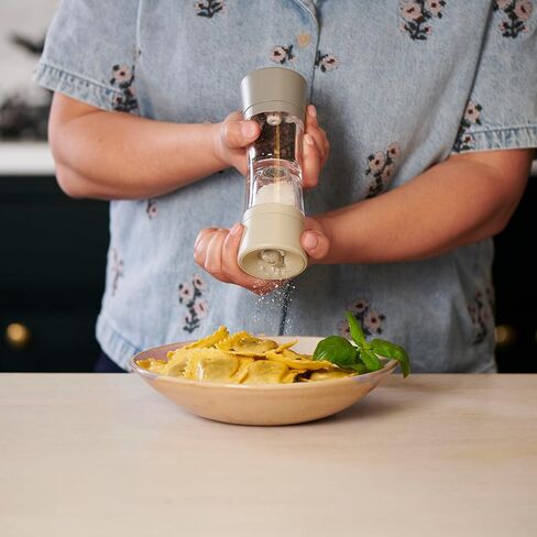 Cole & Mason Lincoln Duo Salt & Pepper Mill - Dual Chamber Grinder - Adjustable Ceramic Mechanism - Space-Saving Kitchen Tool - Easy Refill Design - 7.5 Inch, Grey in Kuwait