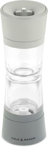 Cole & Mason Lincoln Duo Salt & Pepper Mill - Dual Chamber Grinder - Adjustable Ceramic Mechanism - Space-Saving Kitchen Tool - Easy Refill Design - 7.5 Inch, Grey in Kuwait