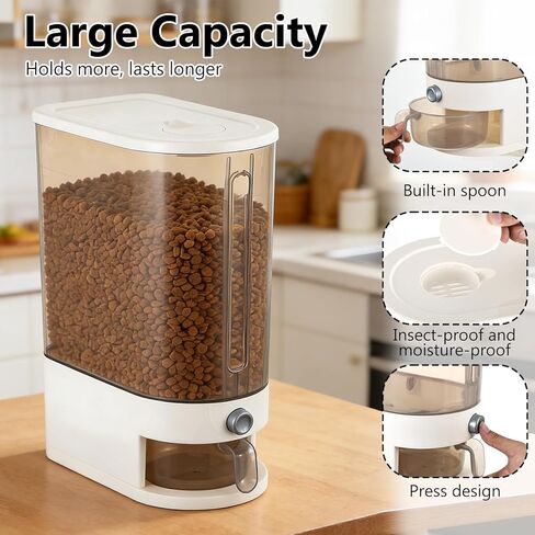 Pet Food Storage Container with Lid & Scooper Press to Dispense Clear Airtight Cat Food Storage Container Dog Food Storage Container BPA Free Store Dry Food Dog Treat Container for Kitchen Pantry in Kuwait