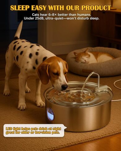 Dog Water Fountain Stainless Steel 8L Automatic Pet Waterer, Quiet Pump, Visible Water Window, Easy to Clean for Large Dogs & Multi-Pet Homes in Kuwait