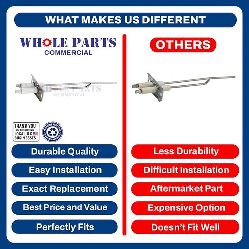 Whole Parts Oven Ignitor/Flame Sensor Assembly Part# 00-959507-00001 - Replacement and Compatible with Some Vulcan Hart, AllPoints, Hobart Ovens in Kuwait