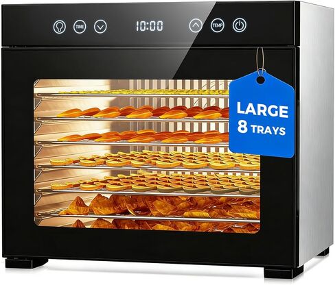 Food Dehydrator Machine, Powerful Dehydrator with 8 Stainless Steel Trays, Adjustable Timer & Temperature, Quiet Food Dryer for Jerky, Fruits, Herbs, Dog Treats in Kuwait