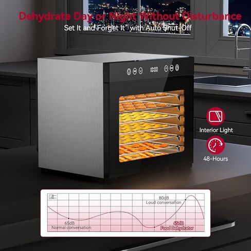 Food Dehydrator Machine, Powerful Dehydrator with 8 Stainless Steel Trays, Adjustable Timer & Temperature, Quiet Food Dryer for Jerky, Fruits, Herbs, Dog Treats in Kuwait