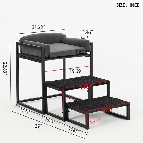 Pet Stairs for Dogs and Cats,Dog Window Perch, Iron Frame with Soft Cushion, Non-Slip Foldable Pet Steps for Bed Sofa Office Desk, Sunbathing Rest Platform in Kuwait