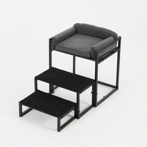 Pet Stairs for Dogs and Cats,Dog Window Perch, Iron Frame with Soft Cushion, Non-Slip Foldable Pet Steps for Bed Sofa Office Desk, Sunbathing Rest Platform in Kuwait