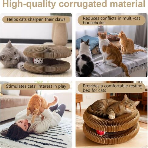 Cat Toy, Kitty Cat Scratchers for Indoor Cats Magic Organ Foldable Cardboard Cat Scratcher Kitty Toy Interactive Relieve Boredom and Exercise Brown in Kuwait