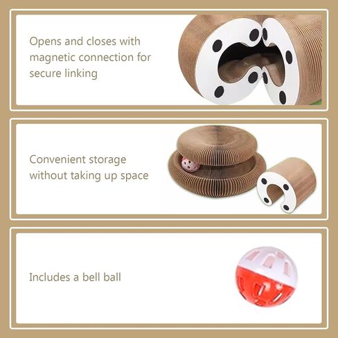 Cat Toy, Kitty Cat Scratchers for Indoor Cats Magic Organ Foldable Cardboard Cat Scratcher Kitty Toy Interactive Relieve Boredom and Exercise Brown in Kuwait