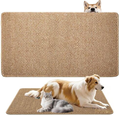 YOFANG 36"x24" Sisal Cat Scratcher Pad,Dog Chew Resistant Mat for Crate and Kennel,Waterproof Non-Slip Tear Resistant Pet Bed,Machine Washable for Large Medium Pets Indoor Outdoor Brown in Kuwait