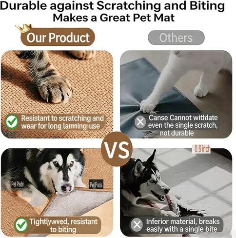 YOFANG 36"x24" Sisal Cat Scratcher Pad,Dog Chew Resistant Mat for Crate and Kennel,Waterproof Non-Slip Tear Resistant Pet Bed,Machine Washable for Large Medium Pets Indoor Outdoor Brown in Kuwait
