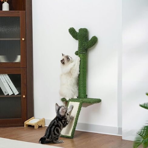 Wall Mounted Cat Shelf with Sisal Scratcher, Cat Wall Step for Climbing & Jumping, Space Saving Cat Wall Furniture for Indoor Cats, Modern Cat Climbing Platform in Kuwait