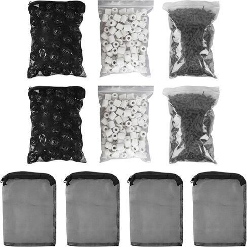 Aquarium Filter Media Double Pack - Activated Carbon, Bio Balls & Ceramic Rings Fit Most Filter Systems for Freshwater & Saltwater Fish Tanks in Kuwait