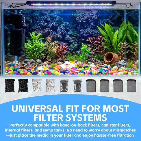 Aquarium Filter Media Double Pack - Activated Carbon, Bio Balls & Ceramic Rings Fit Most Filter Systems for Freshwater & Saltwater Fish Tanks in Kuwait