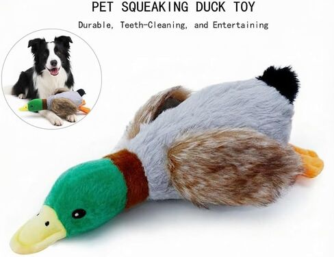Paw-FECT Piece Mallard Duck Toy, Squeaky Plush Toy, Realisitic Design and Soft Durable Material, Crinkle Wings, Great for Small/Medium Size Dogs, for Teething and Chewing in Kuwait