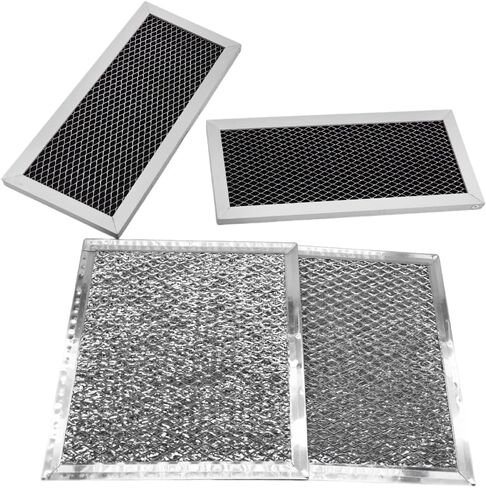 4Pcs Microwave Charcoal Filter and Grease Filter Set, Replacement for Samsung ME19R7041FS, ME19R7041FS/AA, ME19R7041FT, ME19R7041FT/AA, ME19R7041FB, ME19R7041FB/AA in Kuwait