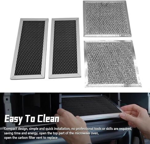 4Pcs Microwave Charcoal Filter and Grease Filter Set, Replacement for Samsung ME19R7041FS, ME19R7041FS/AA, ME19R7041FT, ME19R7041FT/AA, ME19R7041FB, ME19R7041FB/AA in Kuwait