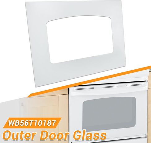 WB56T10187 Oven Door Glass Outer Panel for GE Series Range Stove Oven Replacement Oven Door Exterior Glass White Replace# 1166039 AP3868863 PS1016178 in Kuwait