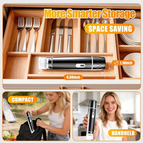 Compact Vacuum Sealer for Food, Vacuum Sealer Machine + 30 Reusable Vacuum Bags - Powerful Handheld Vacuum Food Sealer, Seal Food 12X Fresh Longer, Portable Vacuum Sealer for Kitchen Travel Meal in Saudi Arabia