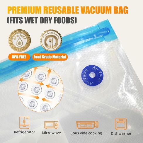 Compact Vacuum Sealer for Food, Vacuum Sealer Machine + 30 Reusable Vacuum Bags - Powerful Handheld Vacuum Food Sealer, Seal Food 12X Fresh Longer, Portable Vacuum Sealer for Kitchen Travel Meal in Saudi Arabia