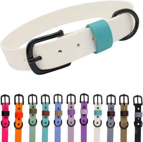 Waterproof and Odor-Resistant Dog Collar, Flexible, Easy to Clean, Multiple Colors, Multiple Sizes (Sage Green with Olive Drab Loop, Large) in Saudi Arabia
