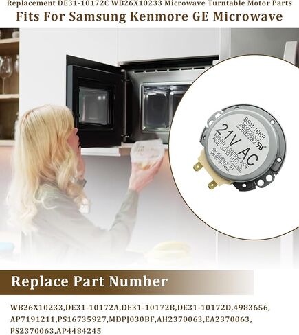 قطع غيار محرك الميكروويف DE31-10172C WB26X10233 تناسب ميكروويف Samsung Kenmore GE، تحل محل DE31-10172A/B/D، 4983656، AP7191211، PS16735927، MDPJ030BF، MDPJ030CF in Kuwait