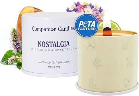 شمعة صديقة للحيوانات الأليفة من Companion Candles Market Morning - الطماطم وعشب النمر - شمع جوز الهند والصويا غير سامة مع فتيل الخشب، مزيل رائحة الحيوانات الأليفة، حرق لمدة 50 ساعة، صنع في الولايات المتحدة الأمريكية، 11.8 جم in Kuwait