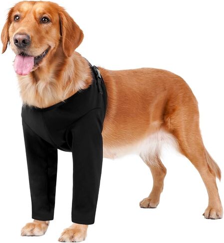BARKLESS Dog Surgery Recovery Suit for Front Leg, Breathable & Soft Dog Long Front Leg Sleeve Shirt to Stop Licking, Adjustable|Comfortable Male Female Wound Cover, Pet Cone Alternative (Black, XL) in Saudi Arabia