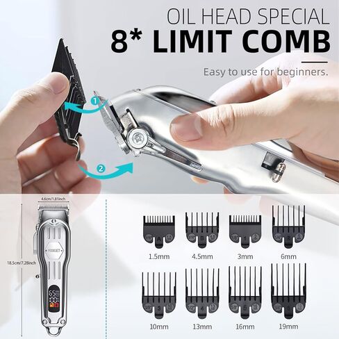 Dog Clippers for Grooming Thick Hair, Upgrade Low Noise Pet Shaver Kit with 8 Size Combs for Dogs Cats Pets, Rechargeable Cordless Quiet Dog Trimmer for Heavy Curly Hair Coats (Silvery) in Kuwait