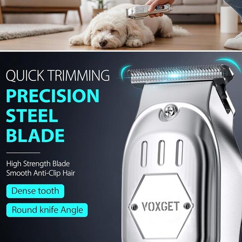 Dog Clippers for Grooming Thick Hair, Upgrade Low Noise Pet Shaver Kit with 8 Size Combs for Dogs Cats Pets, Rechargeable Cordless Quiet Dog Trimmer for Heavy Curly Hair Coats (Silvery) in Kuwait