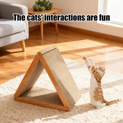 3 Pack Cardboard Cat Scratcher Pad, 6-Sided Buildable Triangle Cat House, Durable Scratching Board Furniture Protector for Indoor Cats in Kuwait